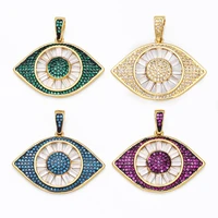 ocesrio large enamel evil eye necklace pendant cz gold plated copper multicolor pendants jewellery making wholesale pdta716