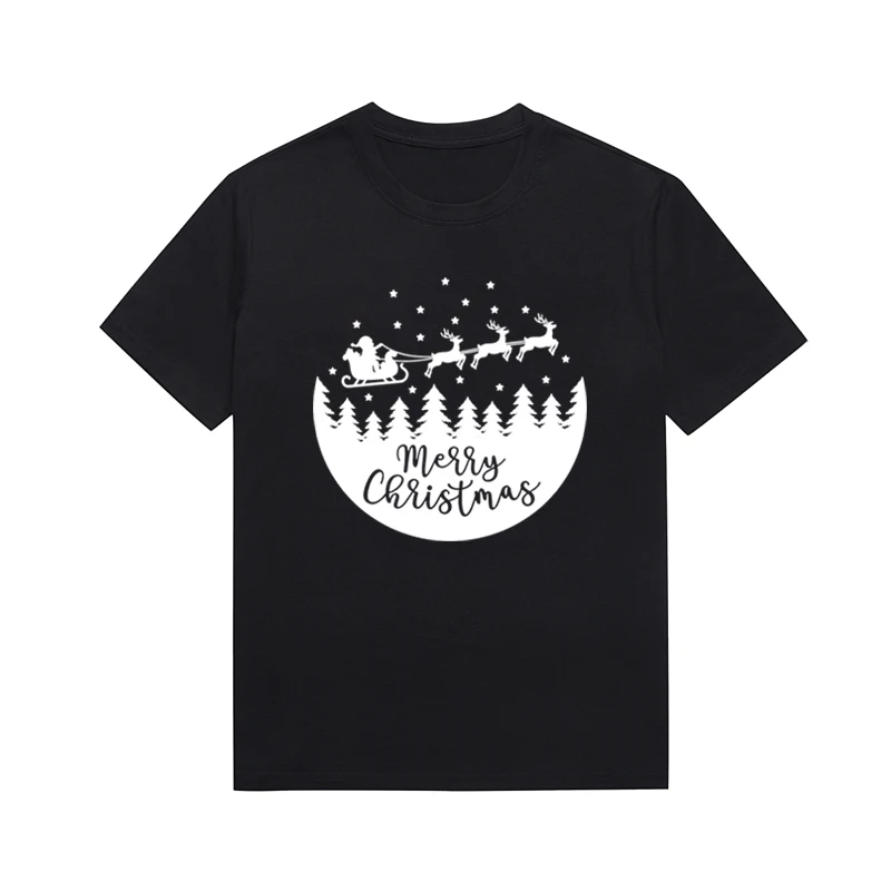 Рождественский слоган футболка Забавный мультяшный Санта олень печатные