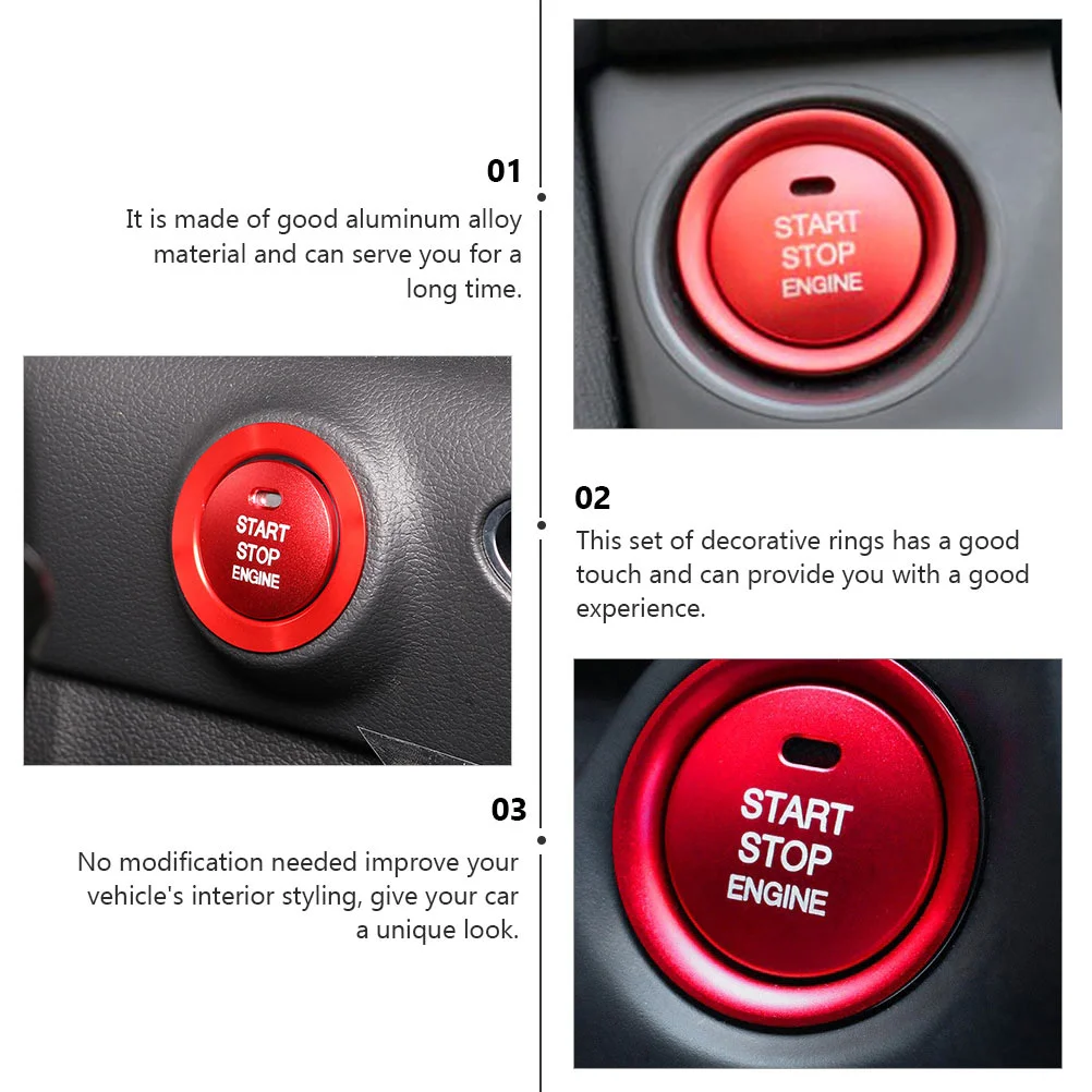 

Button Cover Boot Stickers Car Accesories Auto Start Stop Aluminum Alloy Decorative