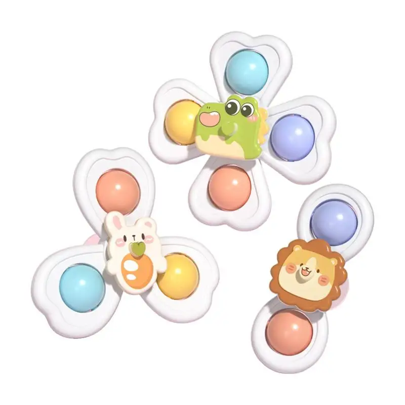 

Spinner Toys 3pcs Cute Suction Cup Spinner Toy Toddler Bath Toys For Refrigerator Window Dining Table Bench Tub