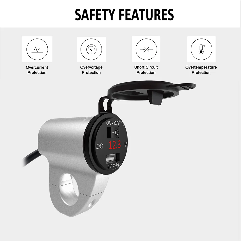 

1 шт., алюминиевый USB-адаптер для мотоцикла, 2,4 А