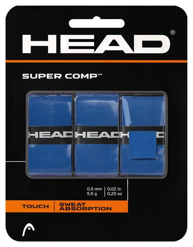 

Super Comp Overgrip - Pack with Finishing Tape, Blue, Ideal for any Racquet Sport