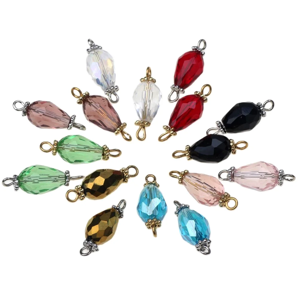 

7*21MM 12PCS/LOT Rhodium/KC Gold Petal Teardrop Crystal Waterdrop Loose Spacer Beads For Necklace/Earrings DIY Jewelry Making