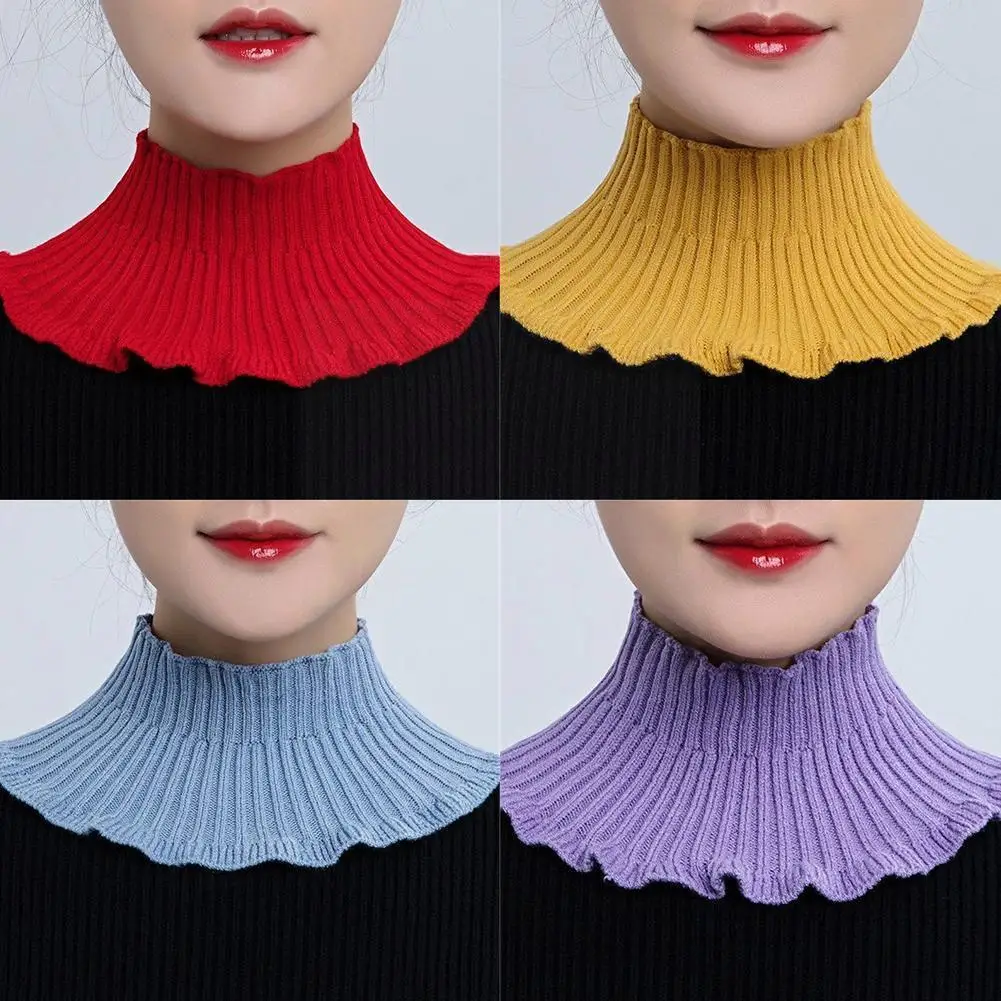

Knitted Fake Collar Scarf Women Turtleneck Knitted False Ears Wooden Collars With Guard Windproof Neck Detachable Winter Sc Y4F9
