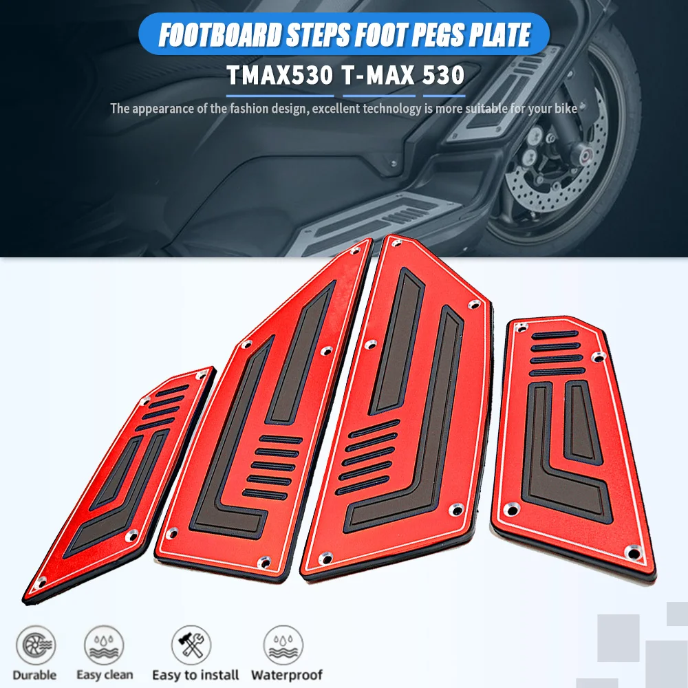 

Motorcycle Footboard Steps For YAMAHA T-MAX 530 TMAX530 TMAX 530 2012 2013 2014 2015 2016 Footrest Pegs Plate Pads Foot Stack