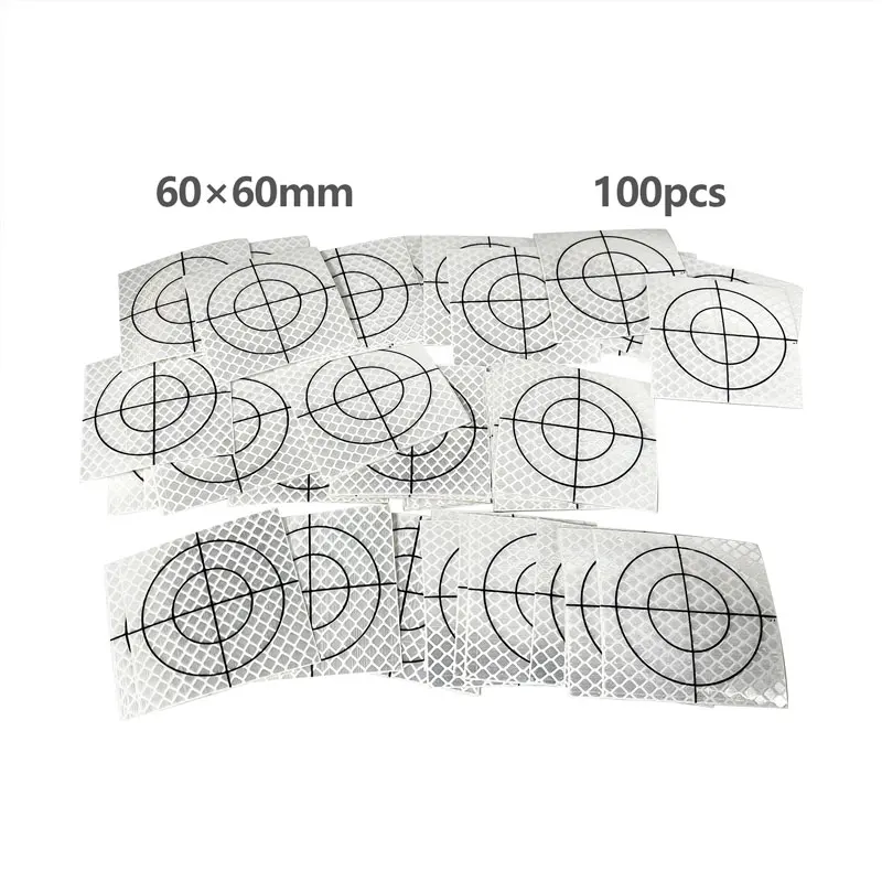 New 100Pcs 6cm reflector sheet Compatible Total Station Survey geography White sheet Reflective tape Sticker 60 * 60mm