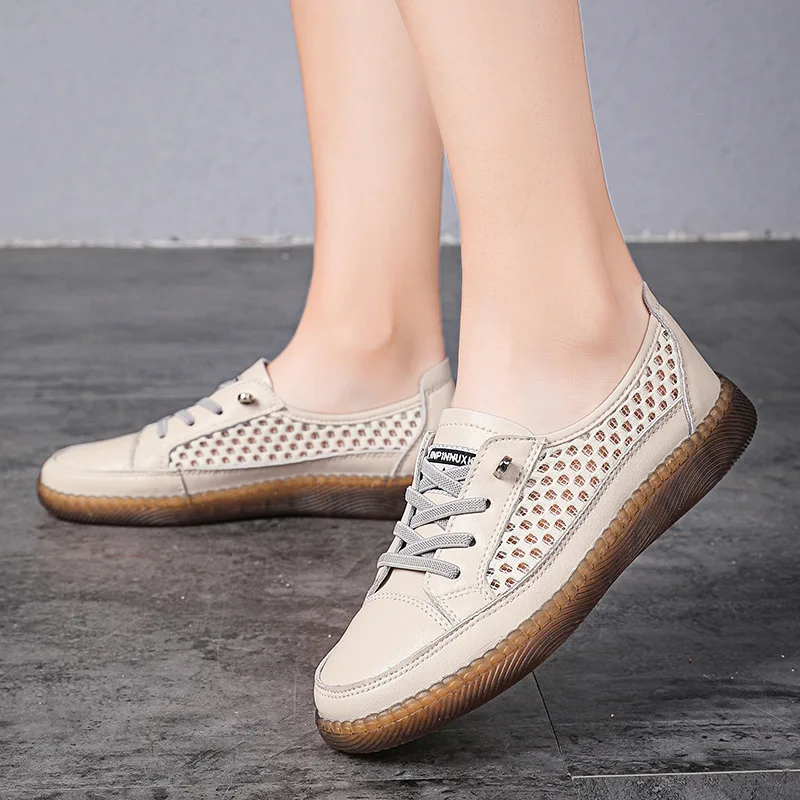 

Small White Shoes Women's Summer New Breathable Hollow Mesh Shoes Student Casual Single Shoes Flat Ballerina Ladies Casual Shoes