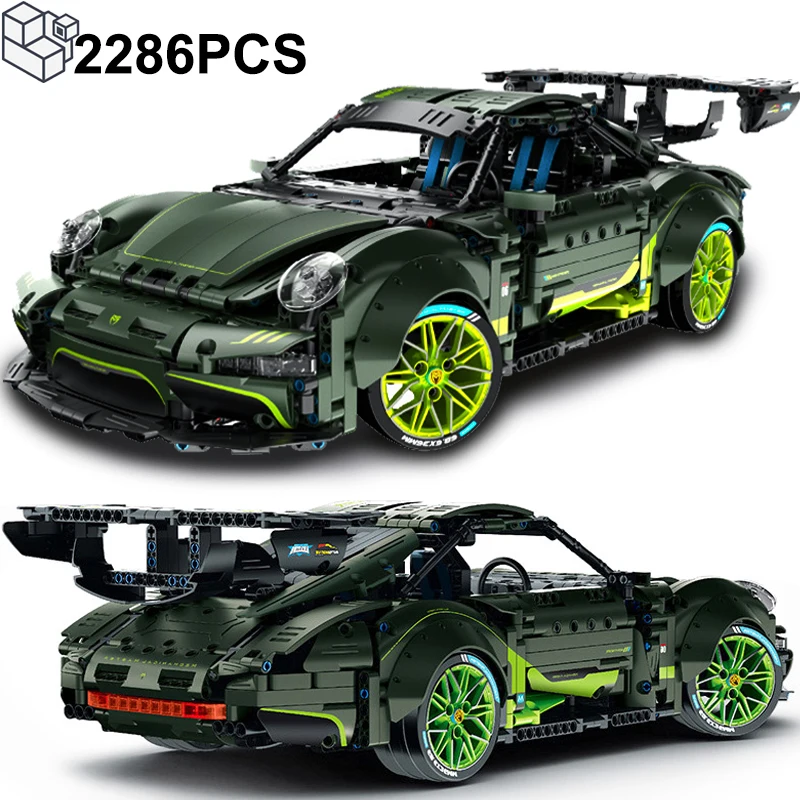 

2286PCS Technical 911RWB Speed Sports Car Building Blocks Hella Flush RSR Racing Vehicle Bricks Toys Gifts For Kids Boy Gradient