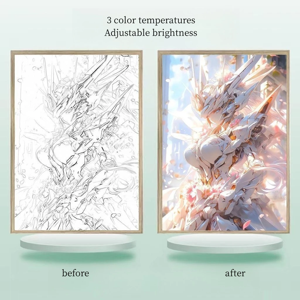 

23/32cm Mecha Light Picture Led Light Mecha Photo 3 Color Temperatures New Night Light With Adjustable Brightness