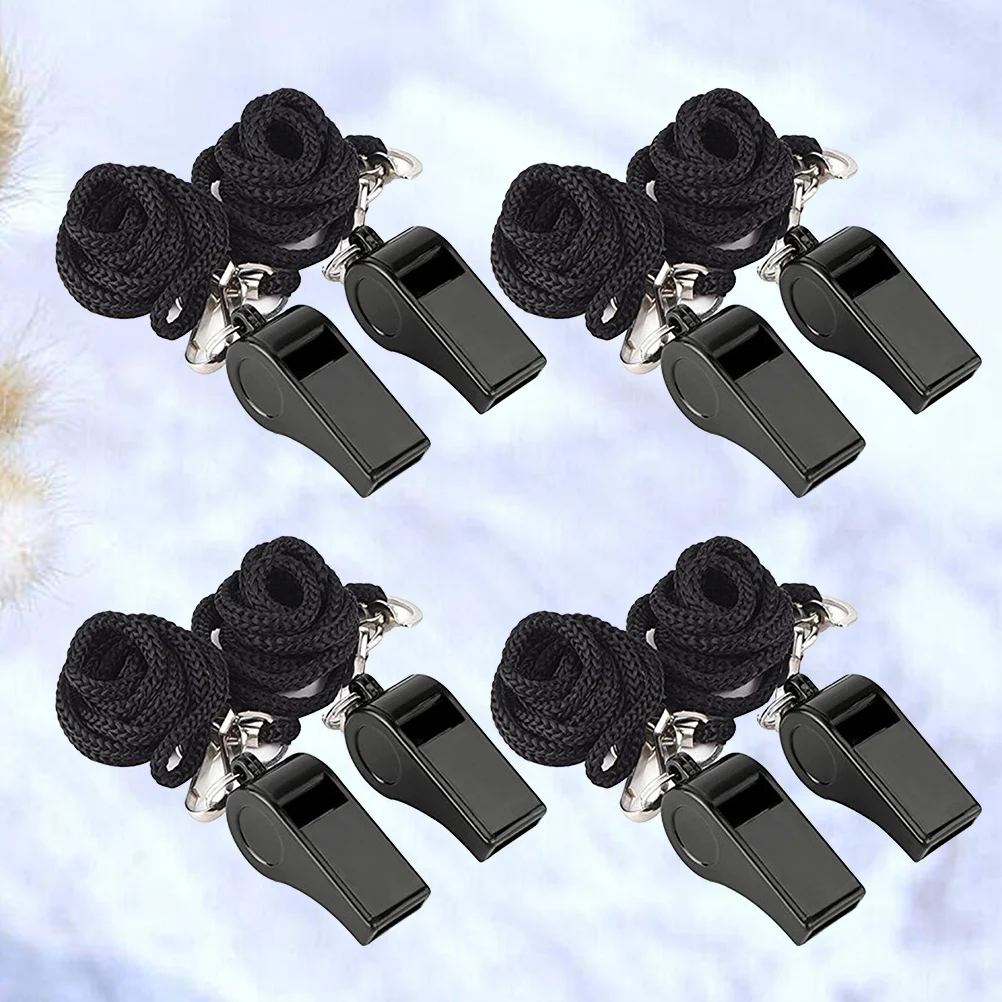 

8pcs Portable Whistles with Rope Emergency Whistles for Referee Hiking Camping