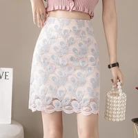 lace bag hip skirt 2022 new style autumn winter korean style high waist a line skirts fashion women skirt female mesh lace 665a