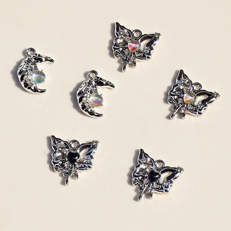 

10pcs Alloy Zircon Butterfly Moon Charms Butterfly Pendants for DIY Jewelry Making High Quality Charms Accessories Trinket