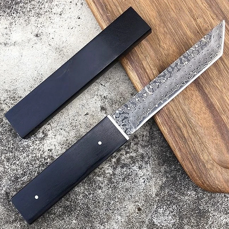 

Black wood Japanese outdoor D2 steel straight knife family outdoor camping knife jungle hunting straight knife (samurai style)