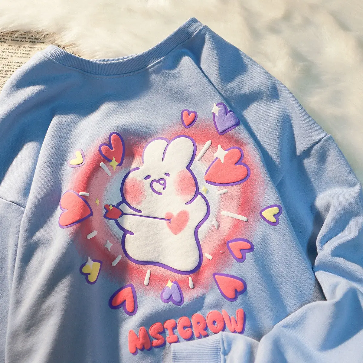 

Japanese Sweet Girl Cartoon Print Loose Sweatshirt Women Jacket Spring Autumn New Round Neck Thin Hoodies Women Long Sleeve Tops