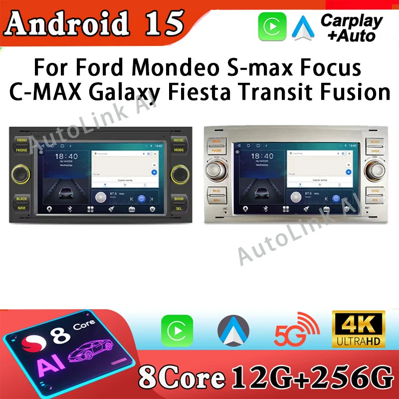 Фото Android 15 Carplay DSP GPS 4G для Ford Mondeo S-max Focus C-MAX Galaxy Fiesta Transit Fusion Автомобильное радио Стерео Мультимедийное видео №1