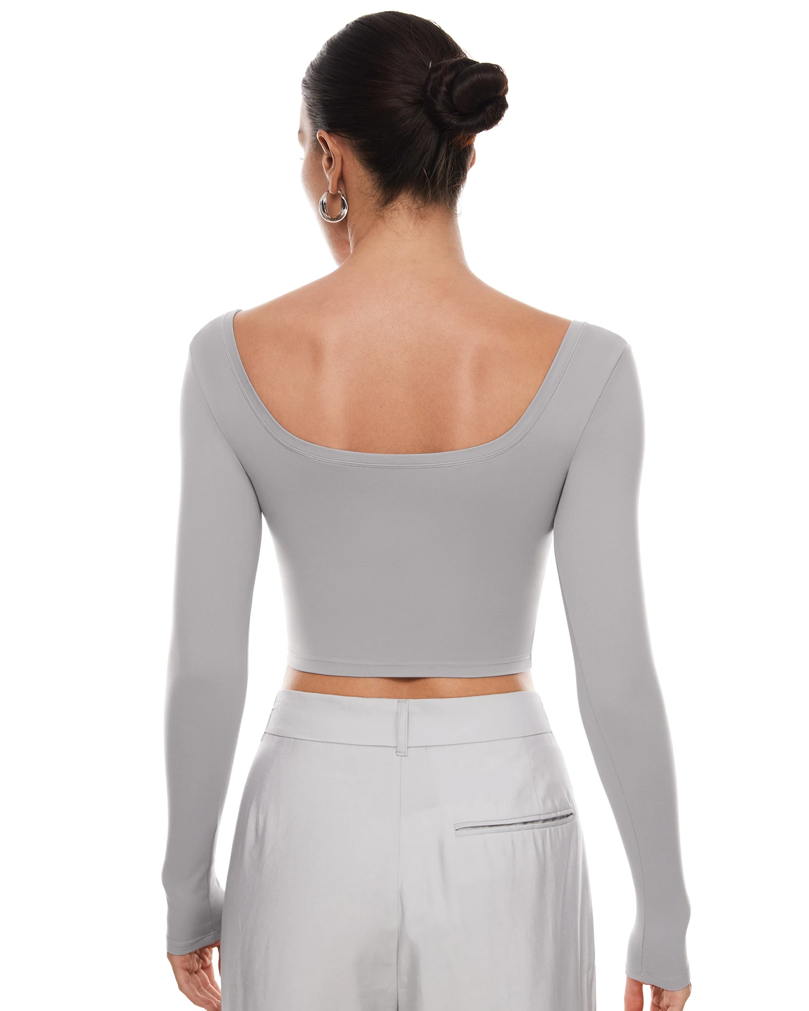 Женский укороченный топ с квадратным вырезом и длинным рукавом Сексуальные