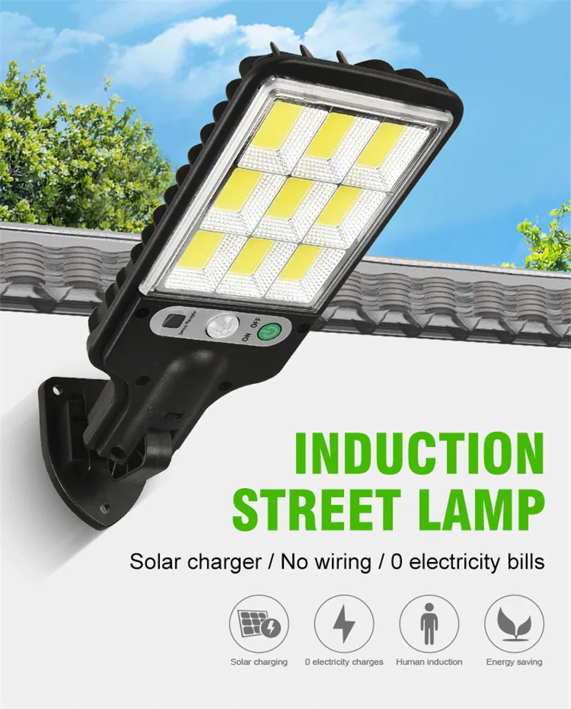 NewSolar Street Lights Outdoor Waterproof Motion Sensor Wall LED Lamp With 3 Lighting Mode Solar Powered Lights For Garden Patio
