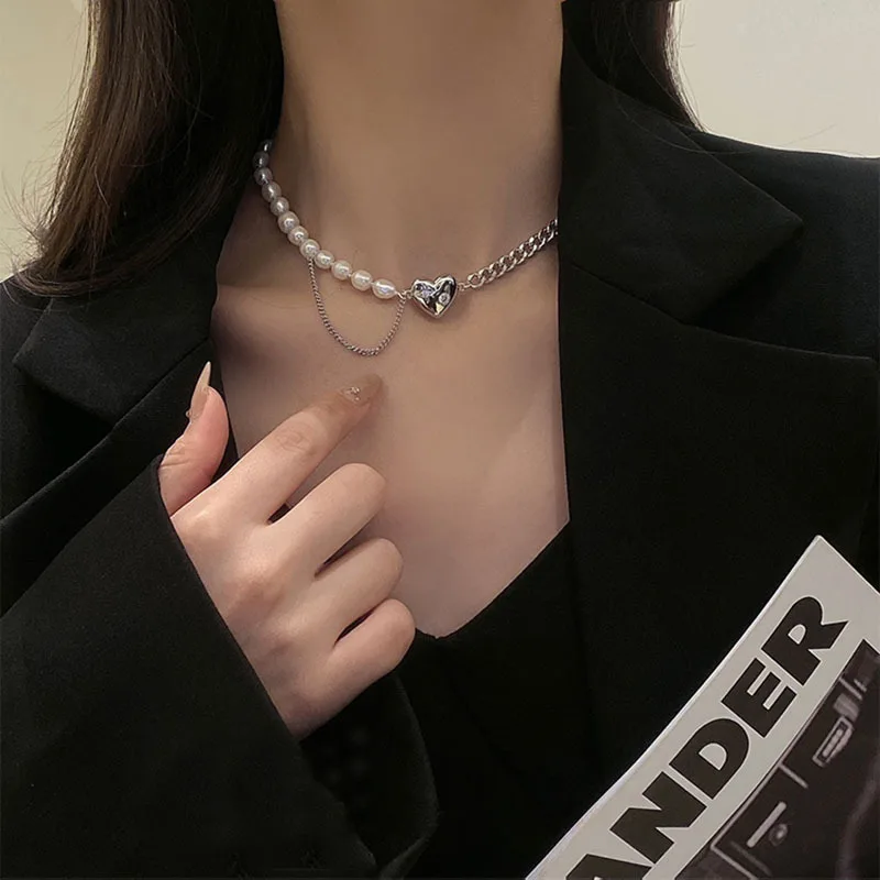 

Женское винтажное ожерелье с жемчужинами, чокер в стиле панк, цепочка до ключиц в стиле хип-хоп, Подарочная бижутерия