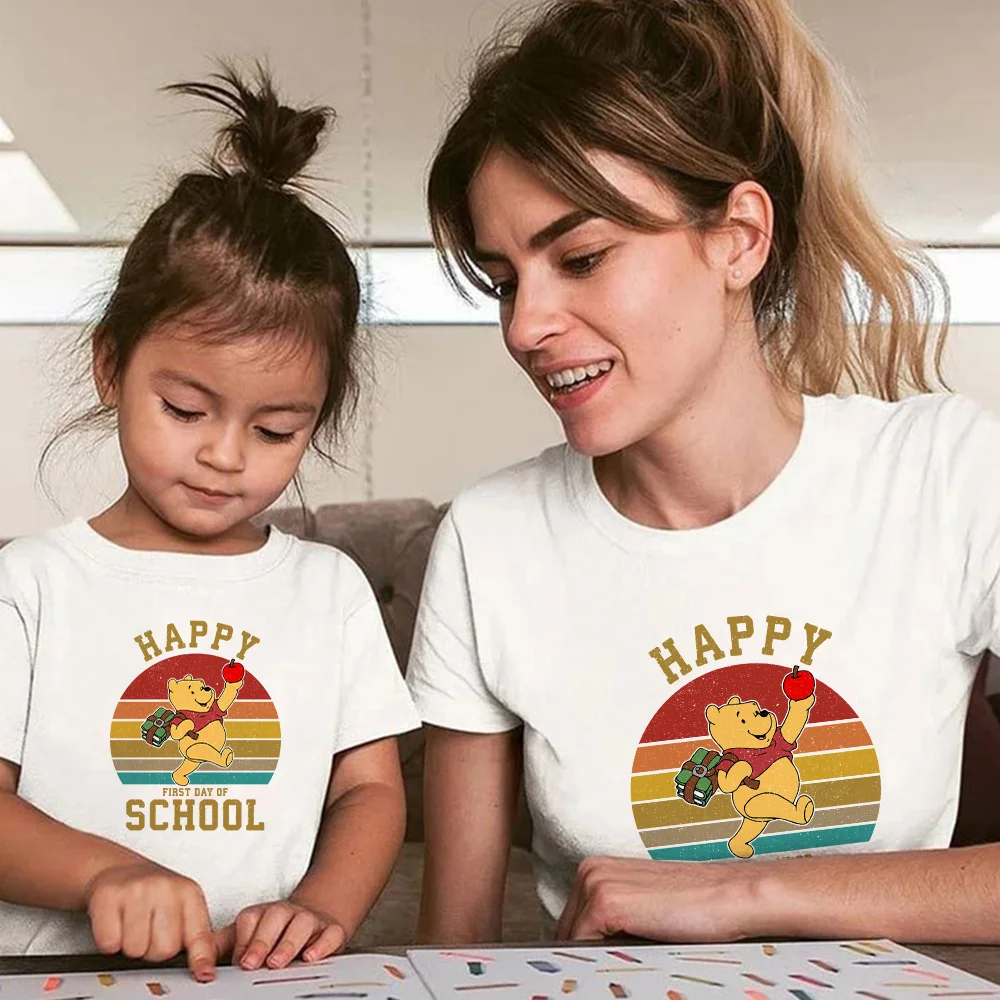 

Back To School T Shirt Women Disney Winnie the Pooh Kawaii Harajuku Girls Clothes Europe Fashion 2022 Fall Summer Casual T-shirt
