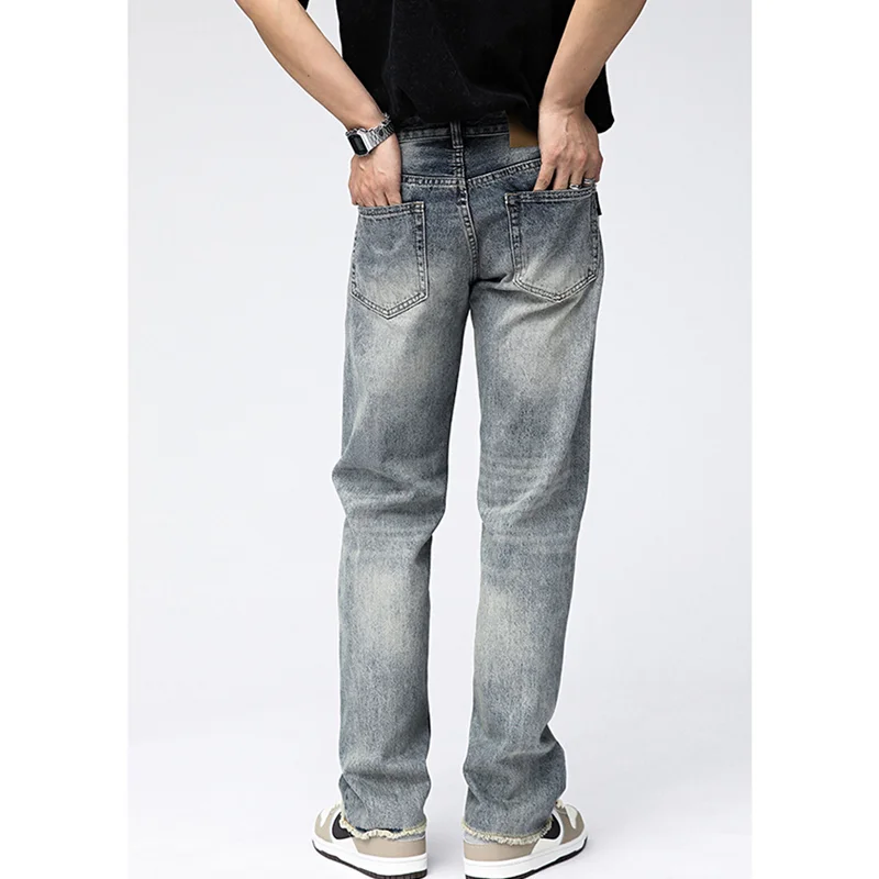 Streetwear Men Vintage Loose Blue Ripped Jeans 2022 Autumn and Winter New Style Pattern Fashion Straight Cylinder Trousers Women