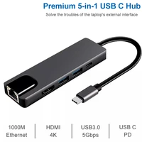 usb c hub adapter 5 in 1 usb c multiport adapter with 4k hdmi ethernet input 2usb 3 0 ports usb c pd charging for macbook air
