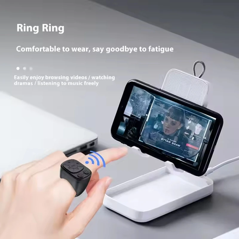 Фото Беспроводной пульт дистанционного управления Lenovo Scrolling Ring, контроллер для мобильного телефона, совместимый с Bluetooth, для дома, путешествий, автомобиля №2