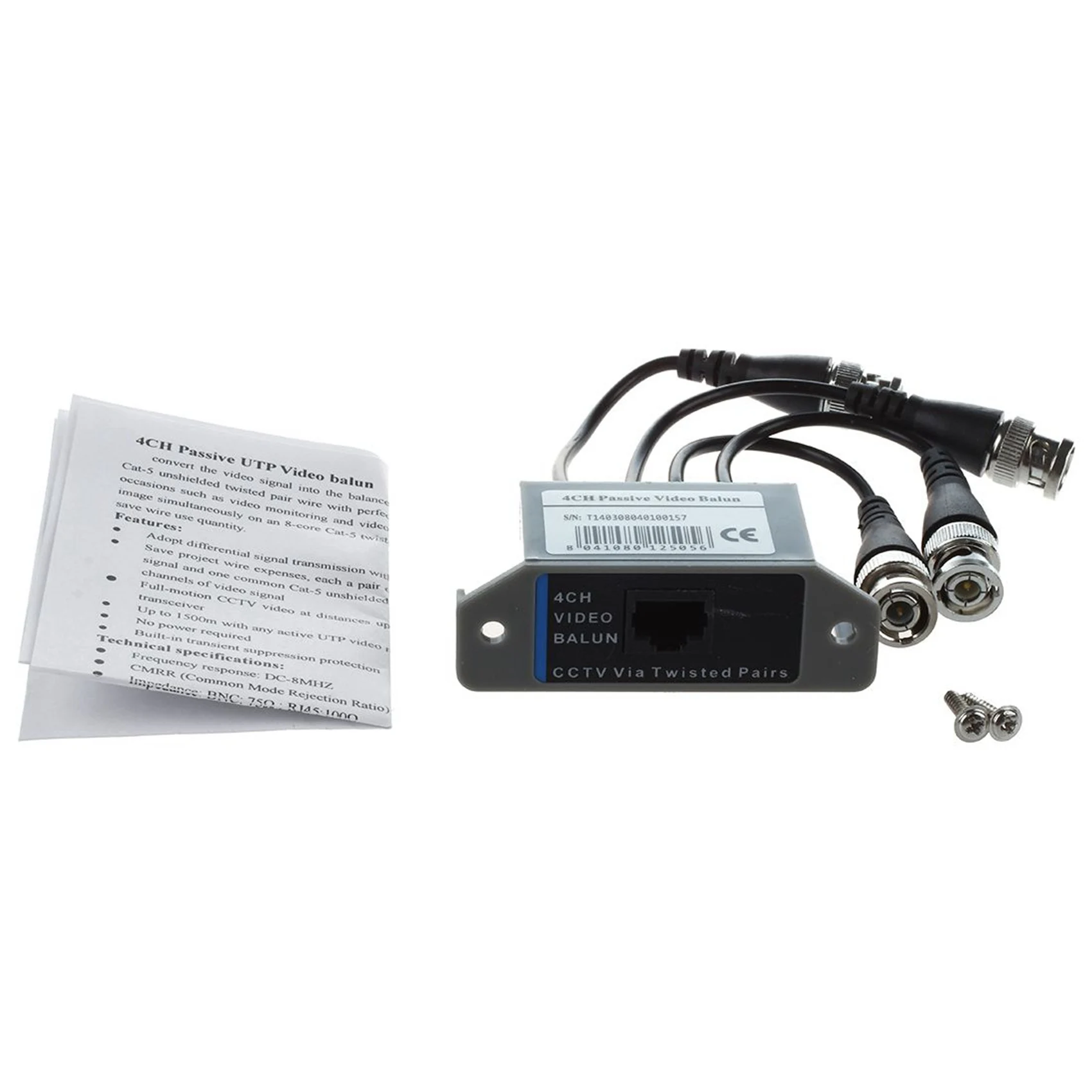 Фото #   Лучший выбор: 2X 4-канальный видеопередатчик BNC UTP CAT5 для систем видеонаблюдения/камер CCTV. Хит продаж. №4