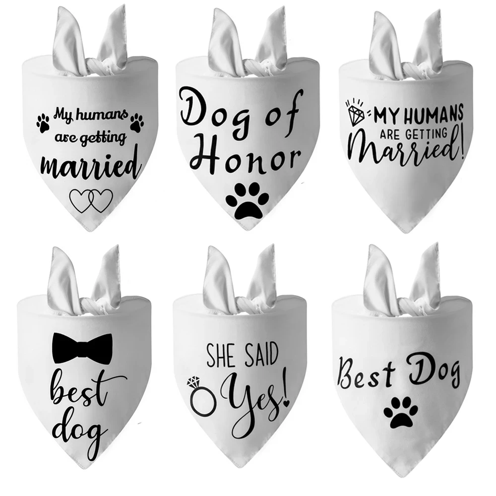 

Style She Said Yes Best Dog Bandana for Wedding Engagement Announcement Gift Photo Prop Pet Scarf Accessories