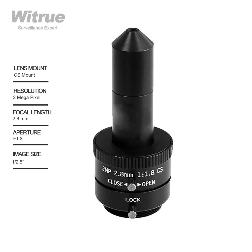 

Witrue Pinhole Lens CS Mount HD 2MP 1080P 2.8MM Aperture F1.8 Format 1/2.5" Manual Iris for Industrial CCTV Cameras