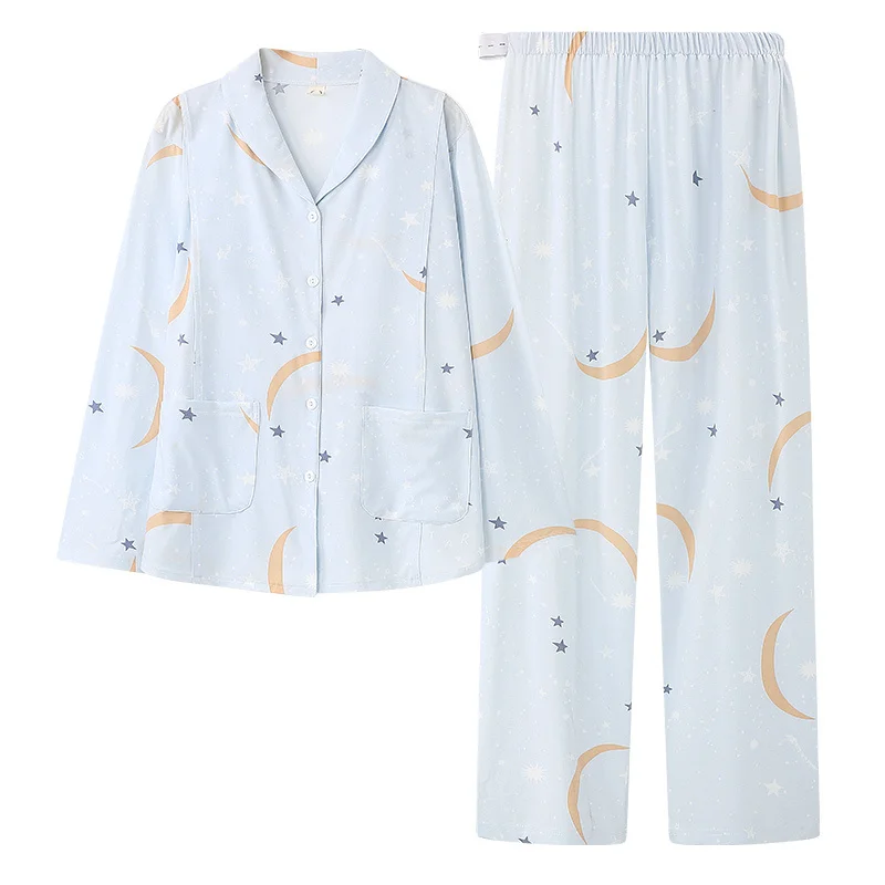 Spring 2PCS Womens Pajama Set Modal Pajamas Long-Sleeve Comfort Loose Home Clothes Pregnant Autumn New Women Pajamas Sleepwear