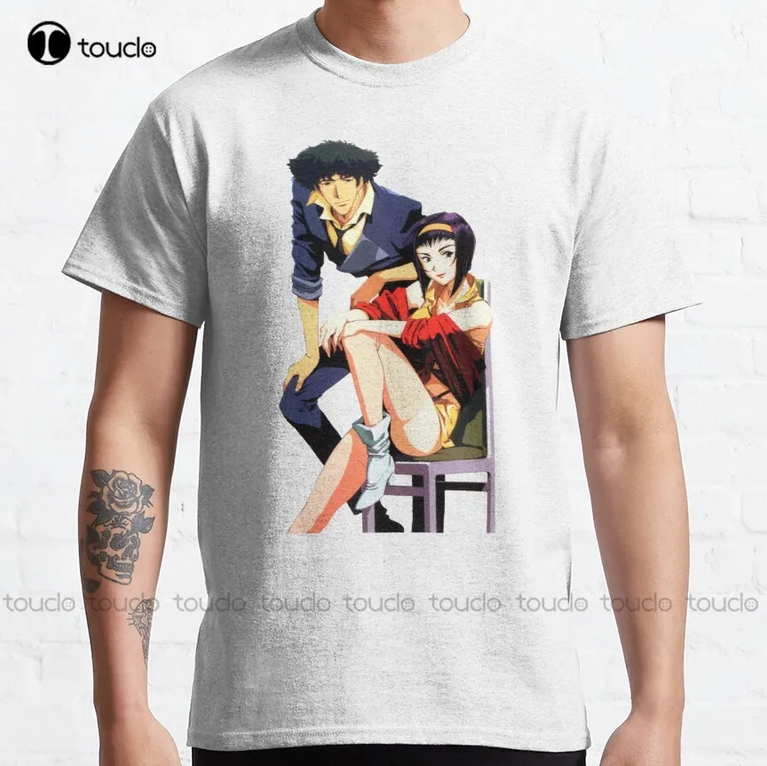

Spike Spiegel And Faye Valentine Cowboy Bebop Spike Faye Classic T-Shirt Mens Muscle Shirt Harajuku Streetwear Digital Printing
