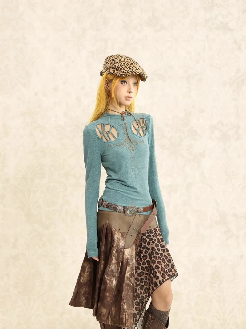 Yabi Personality Wasteland Punk вязаная нижняя рубашка легкая азиатский стиль ретро японская