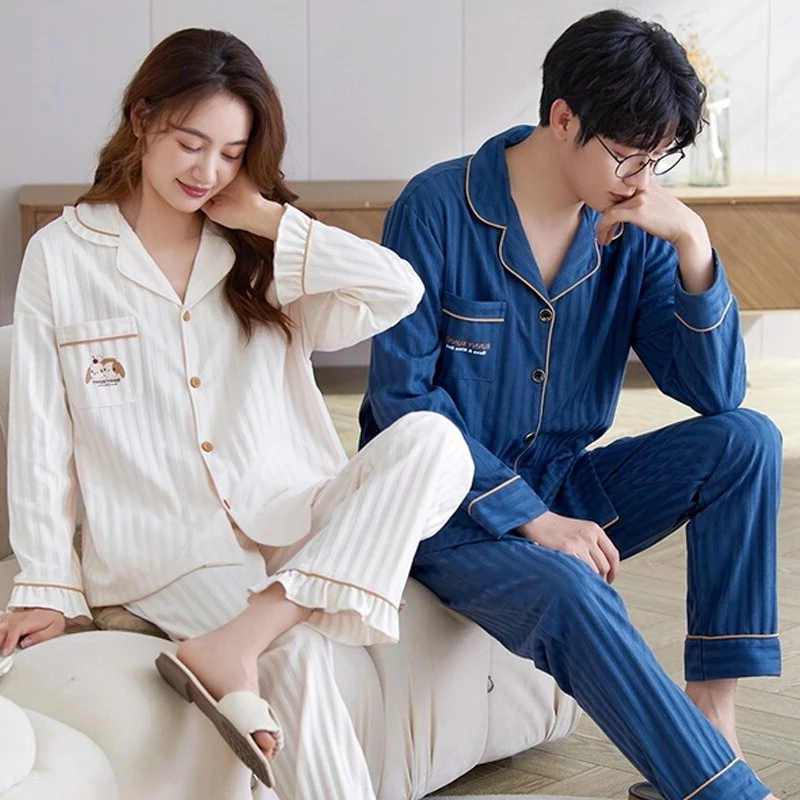QUHENG Newest Autumn Men Pajamas Set Cotton 2022 Winter Sleepwear Suit Casual Long Sleeve Pants Pyjamas Casual Homewear