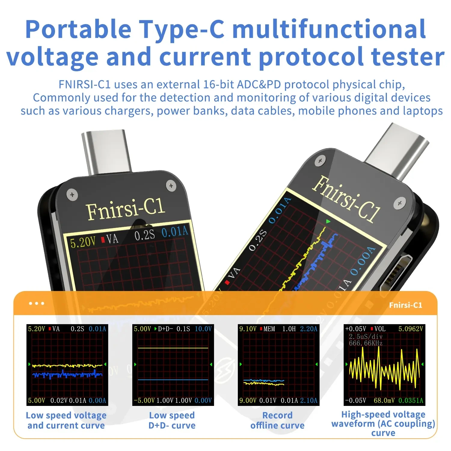 Тестер внешнего аккумулятора FNIRSI-C1 Type-C