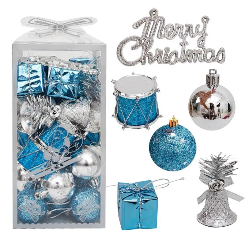 

Рождественские Подвески, праздничные настенные подвесные украшения, набор с шариками, Подарочная коробка, колокольчики, оконные украшения, набор украшений для дерева