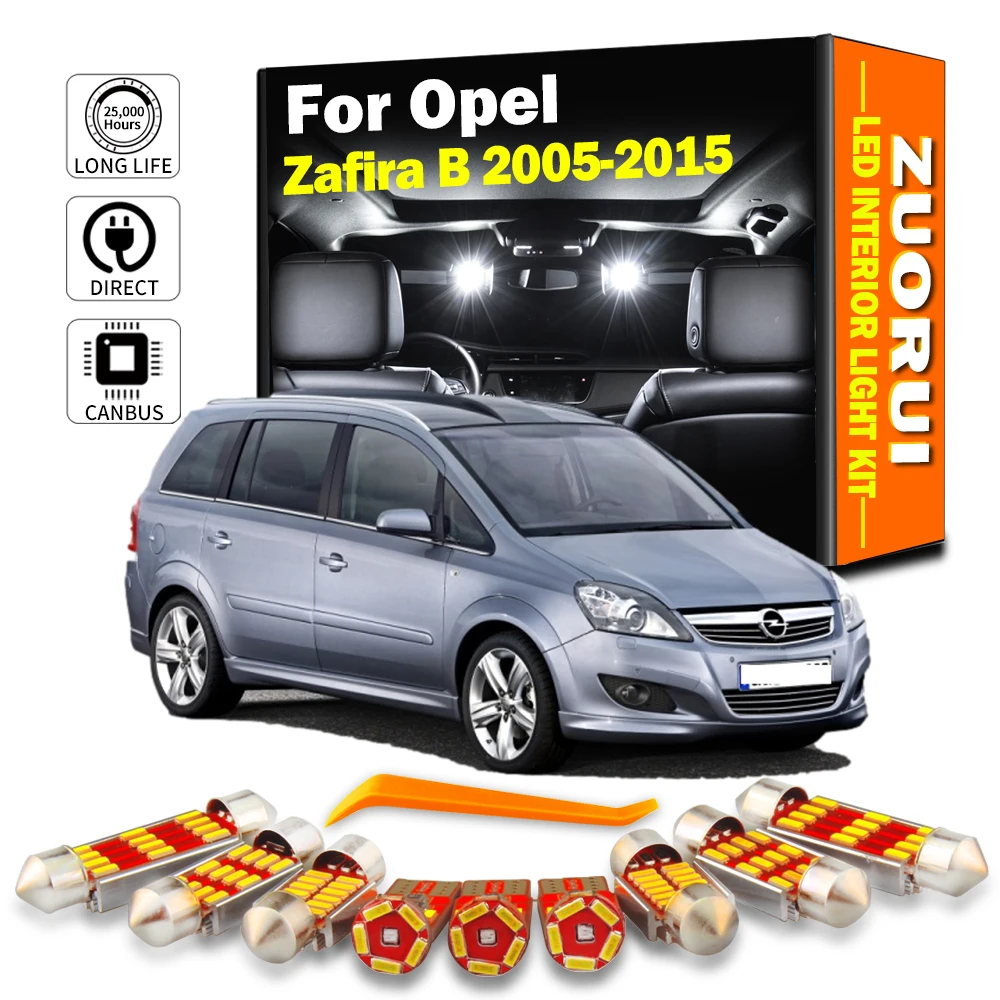 

ZUORUI 12Pcs Canbus LED Interior Map Dome Light Kit For Vauxhall Opel Zafira B 2005-2010 2011 2012 2014 Car Led Bulbs No Error