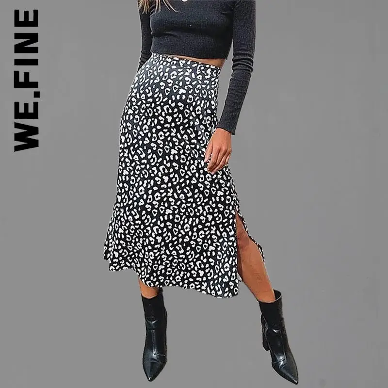 

We.Fine Sexy Split Women Skirt Club Holiday For Women High Waist Aesthetic Skirts Midi Skirt Vintage Streetwear Female