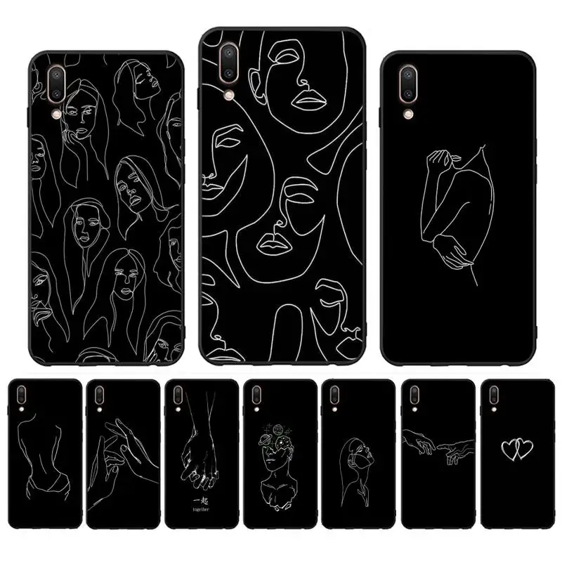 

Art Line Face Phone Case For Oppo Reno Realme C3 6Pro For vivo Y91C Y17 Y19