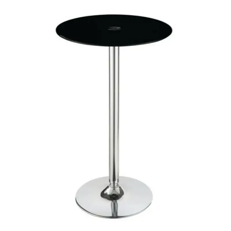 

Table with Tempered Glass and Chrome Base, Black