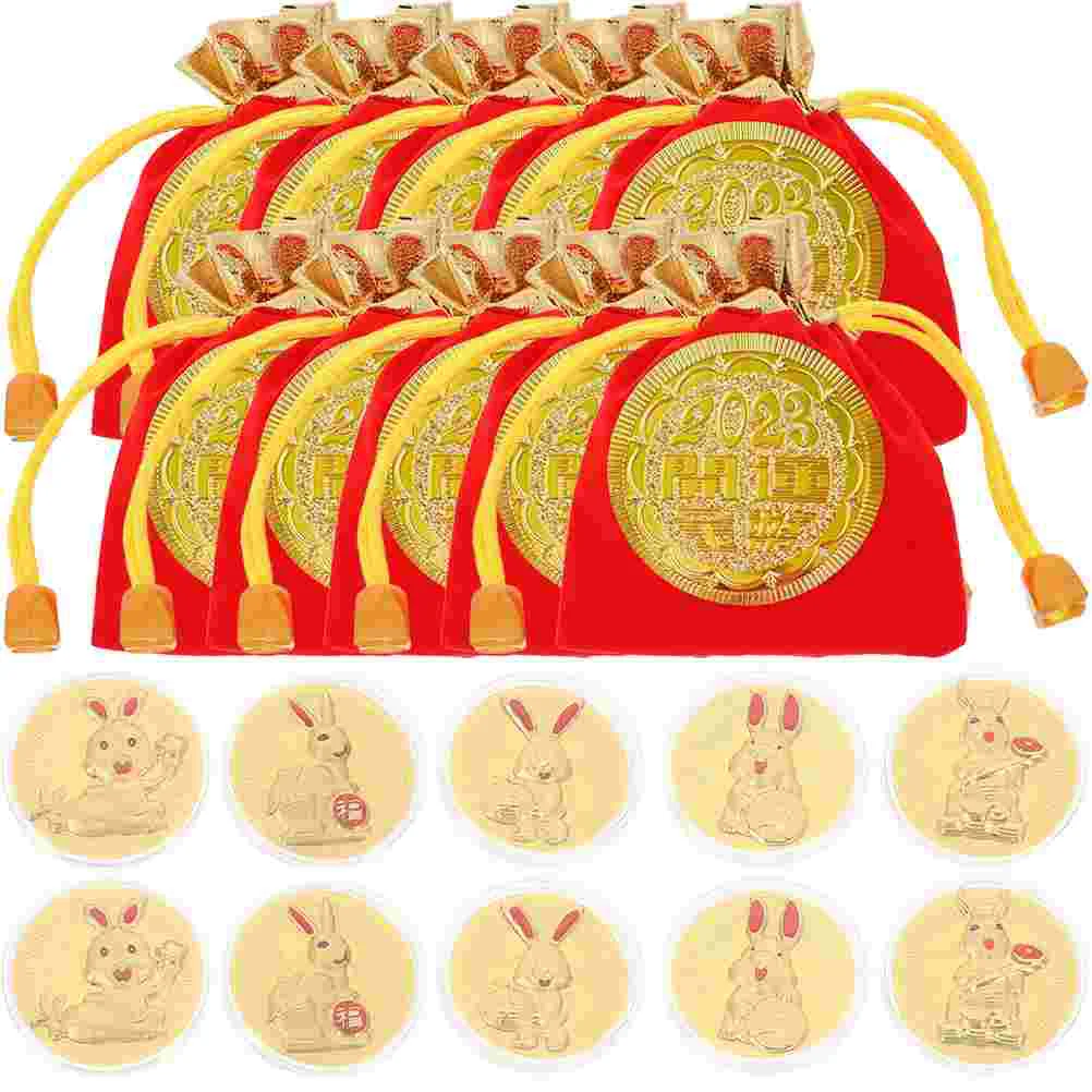 

Coins Rabbit Year Zodiac Commemorative Chinese Souvenir Newgifts Envelope Lucky Gold The Red Collection Gift Fortunecollectible