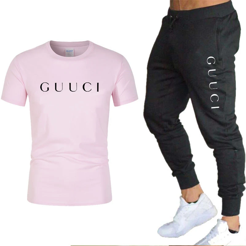 Summer Casual Tracksuit Men's T-Shirt + Pants Suit Luxury Short Sleeve Brand Printed Shirts Jogging Sweatpants Male Sportswear
