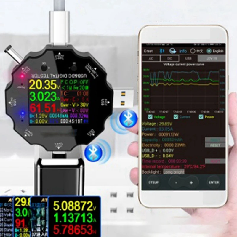 

Wifi Tuya Fast Charge Tester USB Voltage Ammeter Digital Voltage Ammeter Voltage And Current Tester