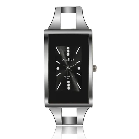 Женские часы-браслет Xinhua, кварцевые наручные часы с кристаллами, модные, серебристые, повседневные, Прямая поставка, часы из нержавеющей стали