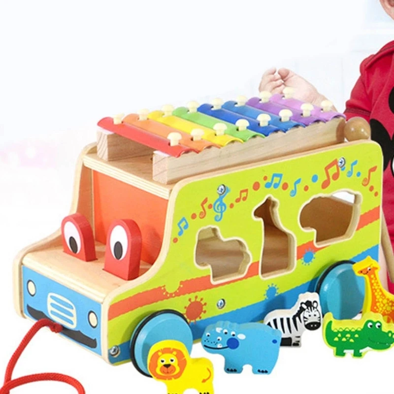 

2 in 1 Baby Percussion Instruments Toy Animals Shape Matching Game Fine Early Education Learning Toy Gifts for Children Montesso