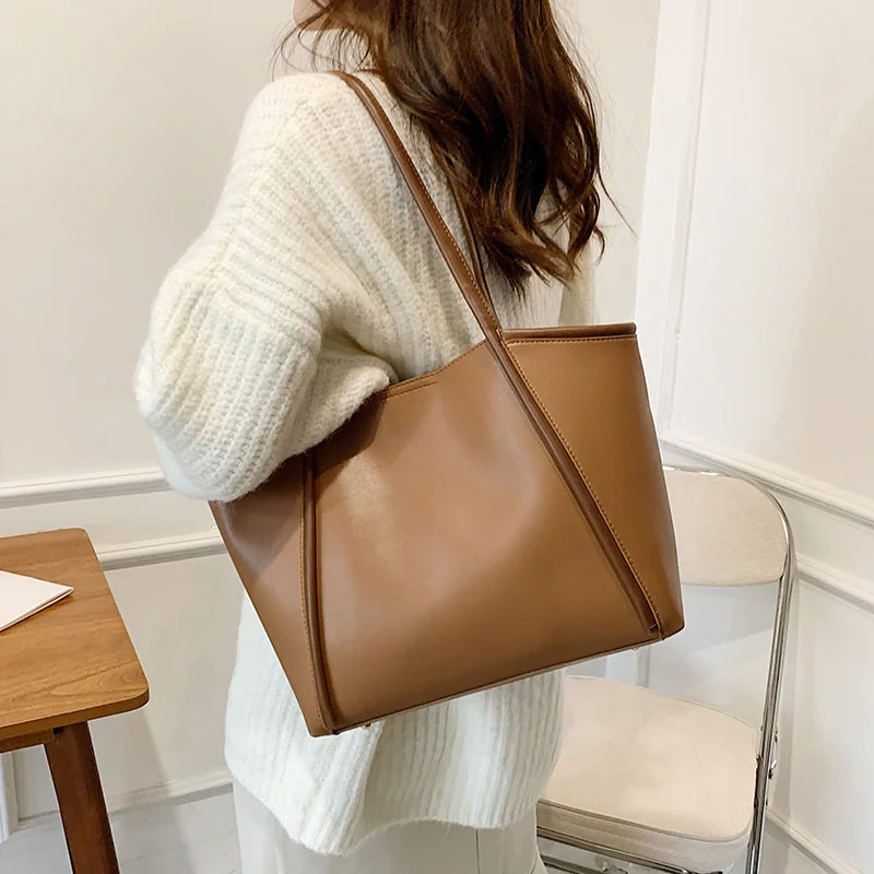 

Texture bag women's high-capacity 2022 new fashion autumn and winter tide single shoulder bag atmospheric solid color commuter