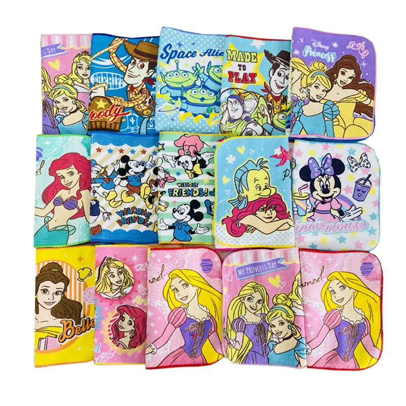 

Хлопковый носовой платок Disney с мультяшным рисунком, полотенце с Микки и Минни, ToyStory, принцесса, мальчик, девочка, детское квадратное полотенце для мытья рук 16x16 см