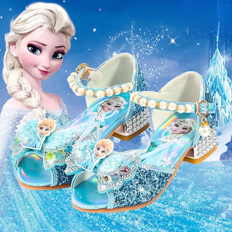 Туфли принцессы Disney для девочек Летние Босоножки с открытым носком жемчугом