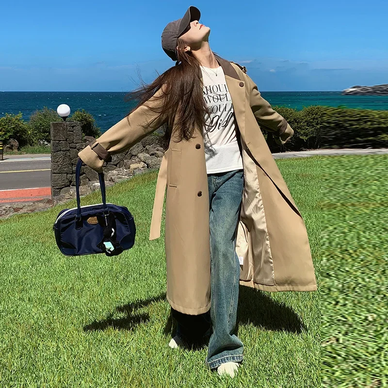 Дизайн 2023 чувственное облегающее талию элегантное длинное пальто для похудения