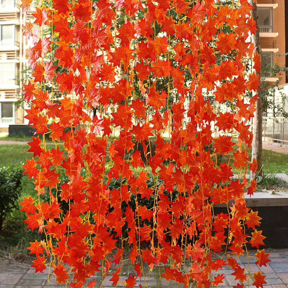 

Artificial Maple Leaves Garland Fall Maple Ivy Leaf Hanging Vine Plants Autumn Fake Maple Foliage Christmas Thanksgiving Decor