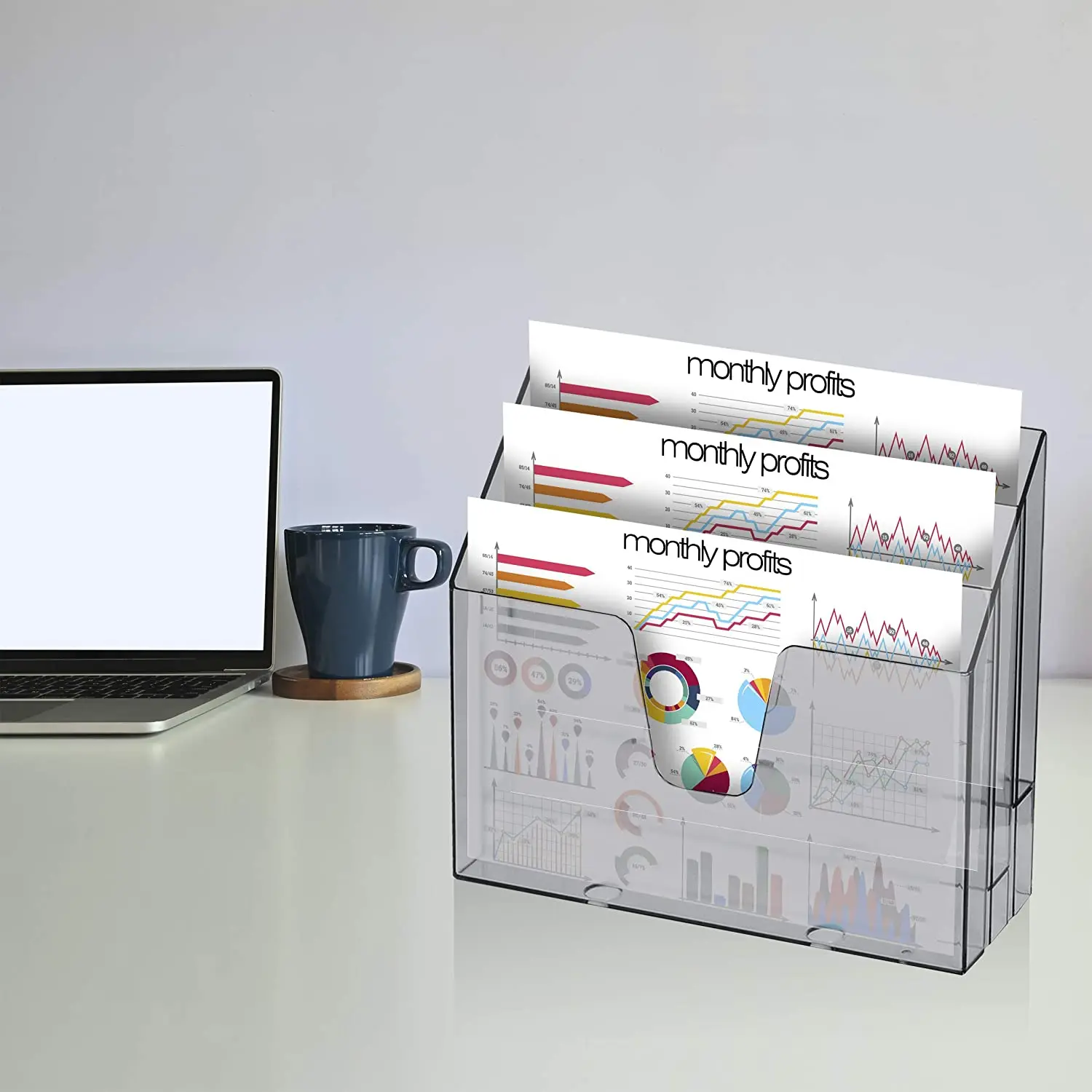 

organizador escritorio Office Organizer for Folders with 3 Horizontal Divisions (Smoke Color) 860.0